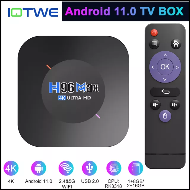 2024 Neu Android 11.0 Smart TV BOX 5G WLAN6 4K UHD 2GB+8GB 4 Core Media Player