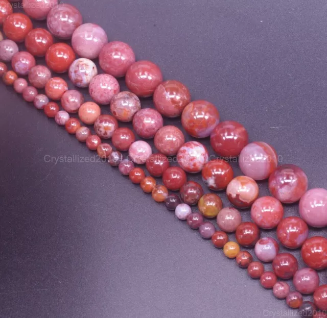 Perles rondes en agate portugaise naturelle, 4mm, 6mm, 8mm, 10mm, 12mm,...