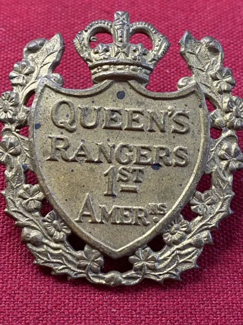 Canadian Army Cap Badge - Queens York Rangers 1st American Regiment - brass