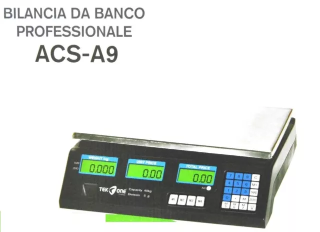 BILANCIA DA BANCO TeKone ACS-A9 Professionale Per Alimenti Display Peso  40kg hsb EUR 43,95 - PicClick IT