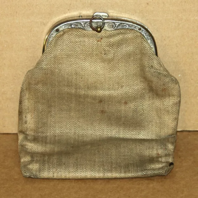 Ancien sac de balle en tissu et fermeture métallique - à restaurer