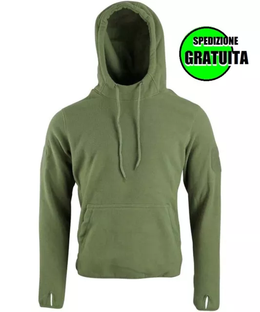 Felpa con cappuccio Maglia Pile Maglione softair militare invernale uomo verde