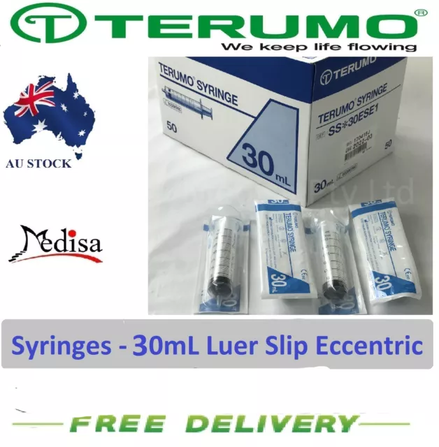 50pcs/box, 30mL Disposable Terumo Syringes Eccentric Slip Hypodermic no Needle