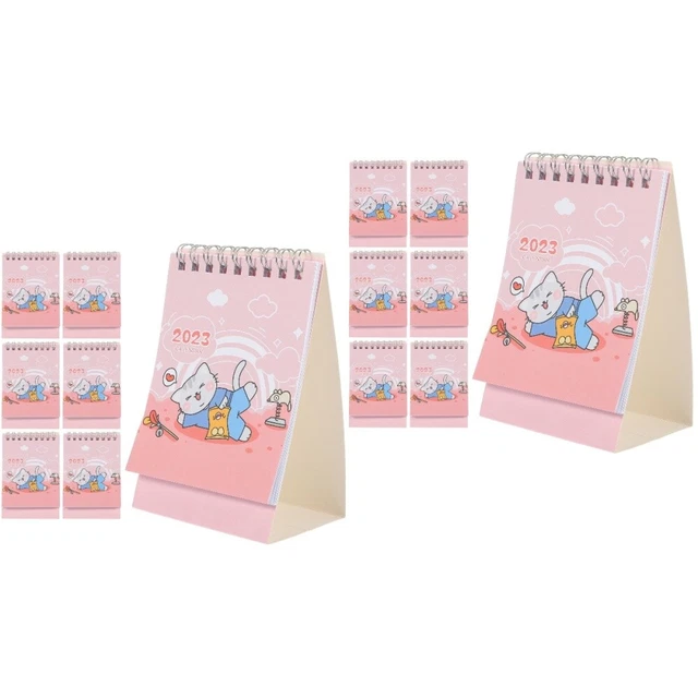 12 Pcs Calendario Gatto Cartoni Animati Plastica Ufficio Topper Scrivania