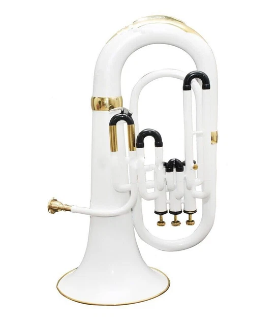 Euphonium 3 Valve Bb Pitch With Including Mouthpiece & Carry Case Gloves (White)