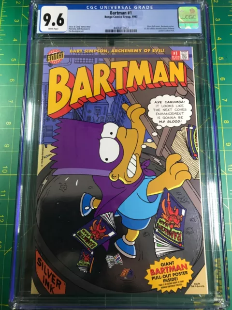 Bartman 1 CGC 9.6 White Pages NM+ 1993 Bongo Comics Simpsons Silver Foil Cover