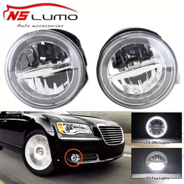 LED Halo Ring Fog Daytime Running Lights DRL For Chrysler 300 300C Sedan 4D Srt8