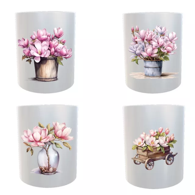 Kaffeetasse Tasse mit Blumen Mangnolien Motiv GeschenkIdee Büro Frühling Kaffee