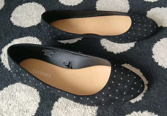 PEACOCKS BLACK SUEDE Rhinestone Flat Shoes Size 5 New 6.00 PicClick UK