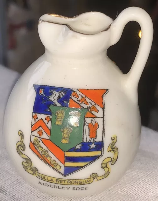 Swan China Crested China Jug. Alderley Edge Crest. Excellent Condition.