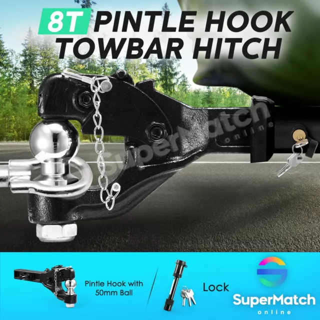 8T Ball Combo Pintle Hook Tow Hitch Receiver Truck Trailer Heavy Duty Towing Arm