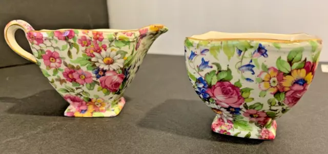 Royal Winton Grimwades Open Sugar and Creamer Chintz