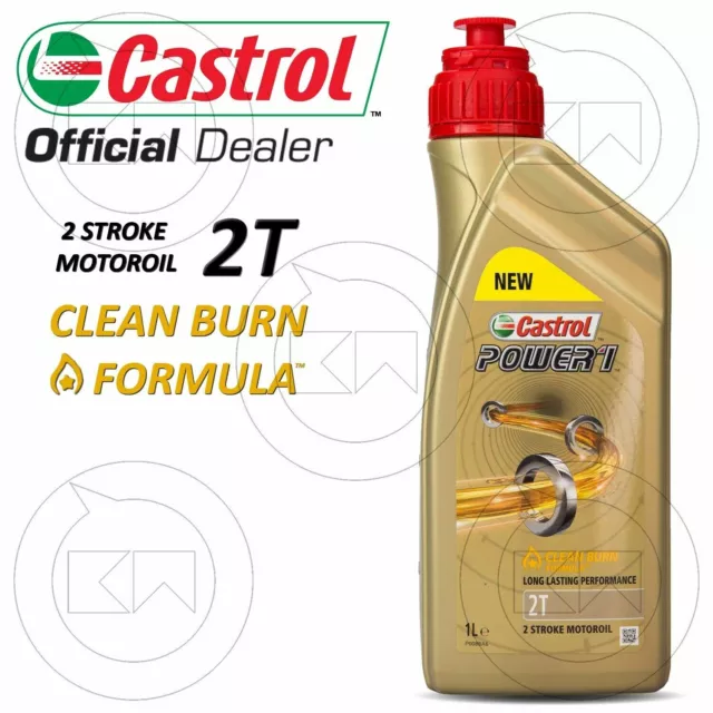 1 Lt Olio Miscela Motore Moto Scooter 2 Tempi Castrol Power 1 2T Semi Sintetico