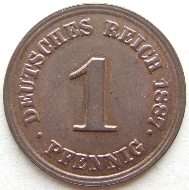 Moneta Reich Tedesco Impero Tedesco 1 Pfennig 1887 E IN Extremely fine
