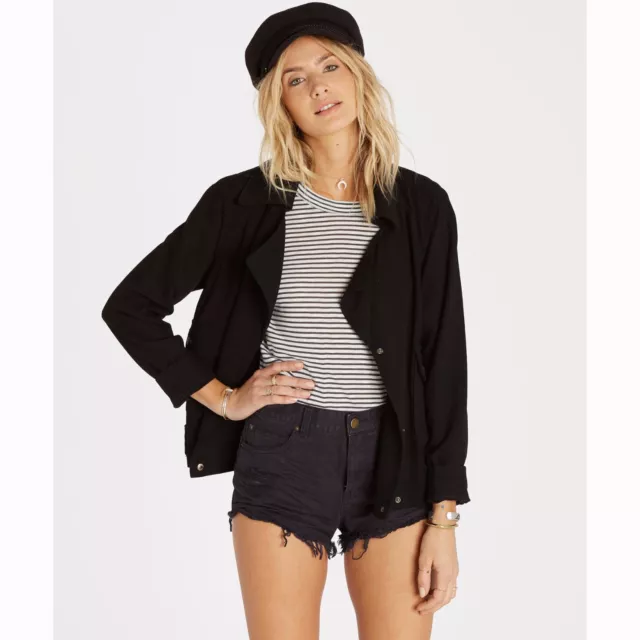 NWT WOMENS BILLABONG JUST LIKE ME JACKET $100 M off black double breasted