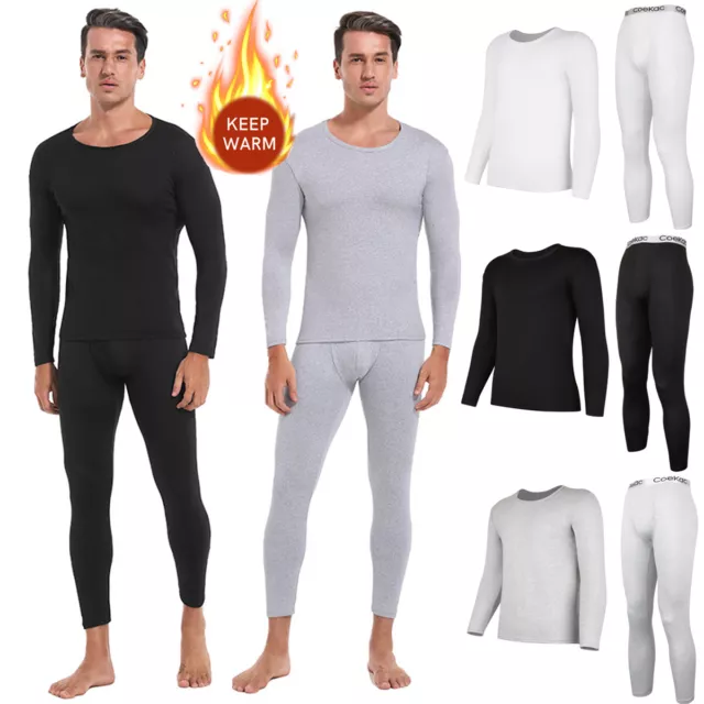 Men's Thermal Underwear Set Winter Warm Long Johns Shirts Tops & Bottom  Suit 
