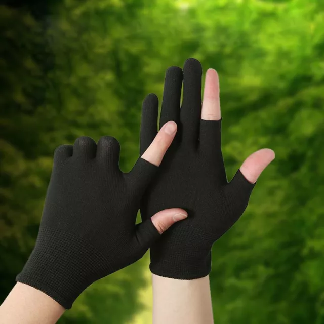 Men Nylon Gloves Show Two Fingers Touch Screen Gloves Anti-skid Mittens