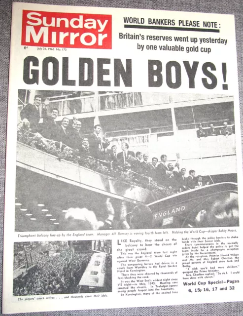 ENGLAND World Cup Win 1966 Vintage Newspaper Old Booby Charlton Soccer Retro 60