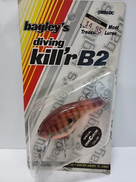 VINTAGE BAGLEY KILLER B2 Balsa Wood Lure Tough 7C4 Blue Crayfish