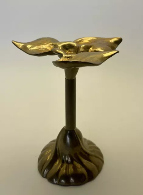 Organic Art Nouveau Brass Candlestick,  Vintage