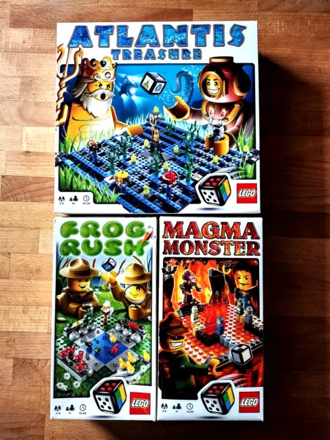 3 x Lego Spiel  "Atlantis" + "Frog Rush" + "Magma Monster" RAR Sammlung original