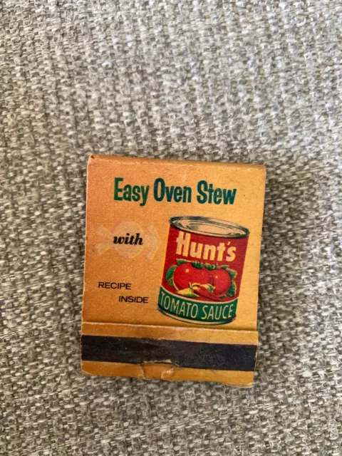 VINTAGE 1960 HUNTS TOMATO SAUCE MATCH BOOK With RECIPE inside Front Strike RETRO