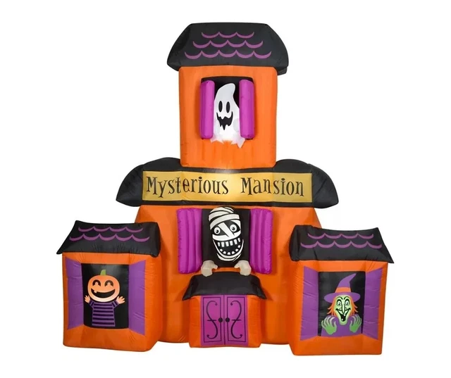 GEMMY 7FT LED Animated Haunted House Mysterious Mansion Airblown