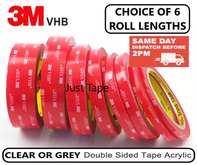 3M™ VHB™ Double Sided Tape Heavy Duty Pads Strong Sticky Tape Grey Clear  Roll