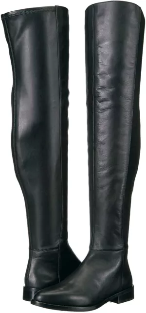 Vince Camuto Hailie Black Leather 50/50 Pointed Over-the-Knee Leather Boots