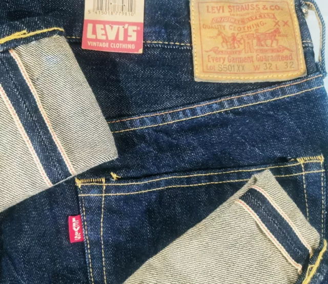 JEANS HOMME HOT NEUF AVEC ÉTIQUETTES 1947 WWII LVC LEVI'S S501XX BIG E  SELVEDGE REDLINE DARK 32 x32 EUR 211,23 - PicClick FR