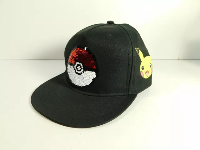 Pokemon Pokeball Sequin Baseball Cap Hat Pikachu Bulbasaur Snapback H&M Youth