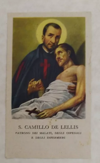 santino-holy card SAN CAMILLO DE LELLIS PATRONO DEGLI AMMALATI, CON PREGHIERA
