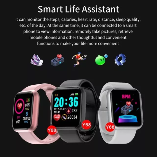 Smart Watch Men Women Fitness Tracker Blood Pressure Heart Rate Sleep Monitor