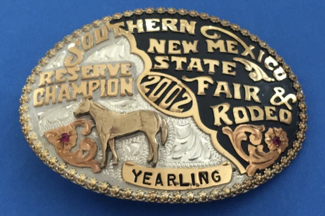 2002 Southern New Mexico State Fair & Rodeo Champion Yearling Trophy Belt Buckle