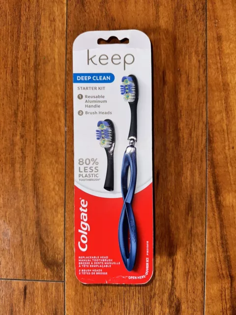 Colgate Keep Manual Toothbrush Deep Clean Starter Kit, Floss Tip, Navy, 1 Count