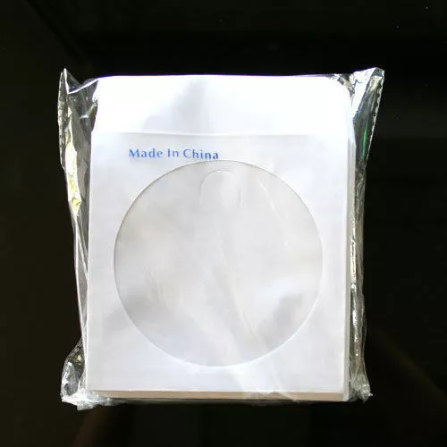 100 Paper Sleeve Envelope with Clear Window & Flap for CD DVD White 80g