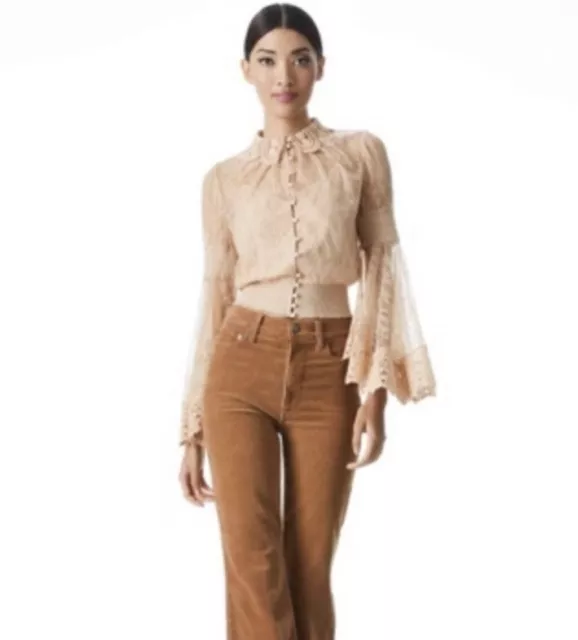 Alice & Olivia - Lace Shirt Blouse - Beige - XS - NWT