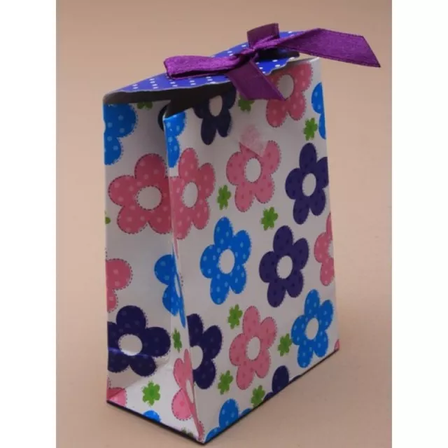 NEUF 12 Haut Violet avec Haut Imprimé Fleur Boîte Cadeau Sac Favorise 10,5x7,5x4cm