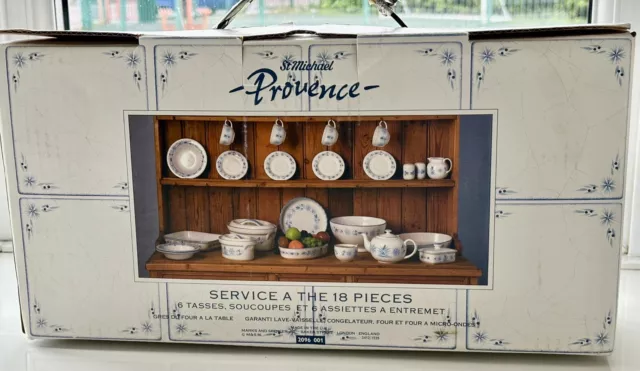 M&S St Michael Provence Tea Service Set 18 Piece Boxed Cups Plates Saucers VGC