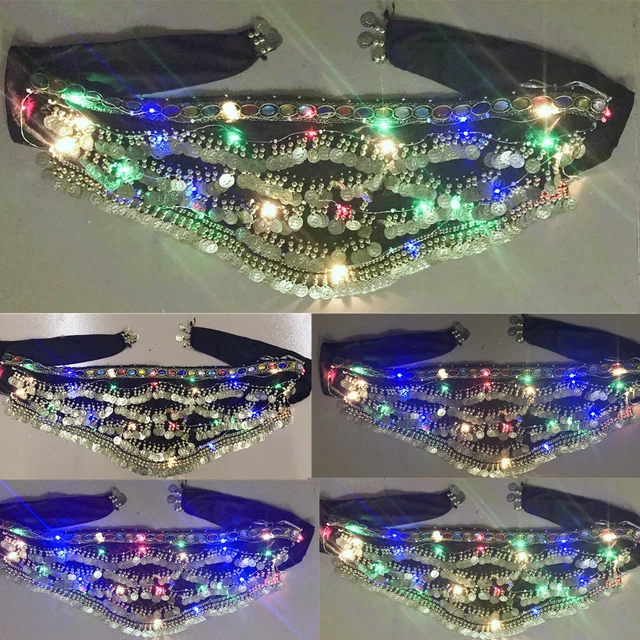 Sciarpa LED Danza del Ventre Luce Anca Glitter Vita Cintura Illuminazione Spettacolo Fantastica Avvolgente