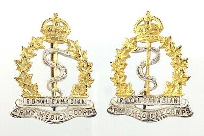 Vintage Pair Collar Badge Set Royal Canadian Army Medical Corps RCAMC WWII T746