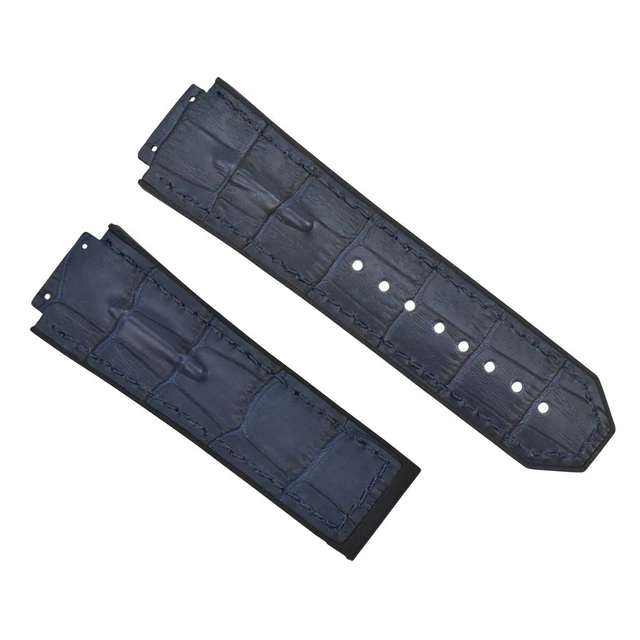 28Mm Leather Rubber Strap For 48Mm Hublot Big Bang Ceramic F1 King Power Blue Tq