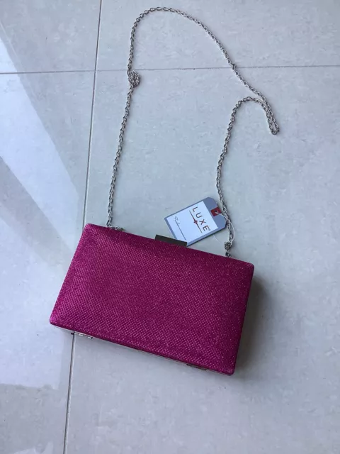 Luxe Pink Glitter Clutch/ Shoulder Bag Bnwt