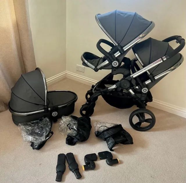 iCandy Peach Double travel system (with Bassinet) : Grey/ midnight blue 