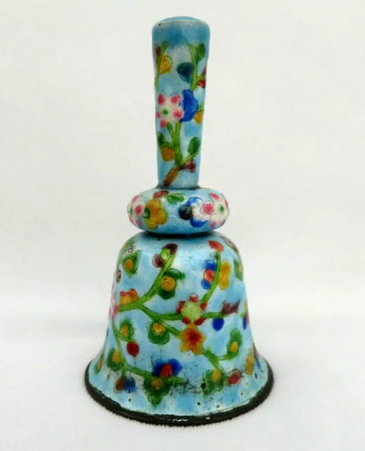 Antique Qing Chinese Floral  Enamel Bell ~ Turquoise Gemstone Dinger