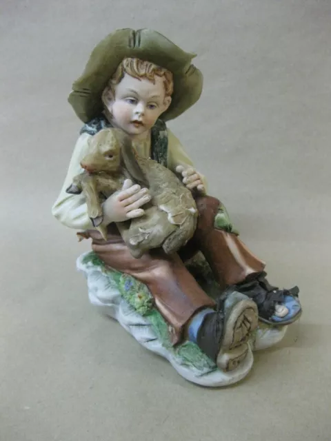 Capodimonte Figure Boy With Lamb ~ G. Cortese ~ 373 ~ Italy