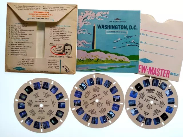 3x VIEW MASTER 3D REEL ⭐ WASHINGTON DC ⭐ USA +HEFT, Stereo Bildscheiben Set A790 3