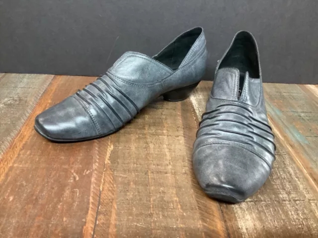 Women’s Josef Seibel Gray leather Tina Ruched Slip On Loafer shoes sz 40/9.5-10