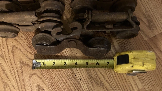 Antique Vtg Barn Door Track Rollers Wheels Cast Iron Hangers-2 pair and 1 single 4