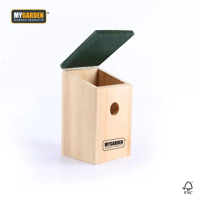 WOODEN BIRD NESTING Box Sparrow Blue Tit Wild Garden Hanging House